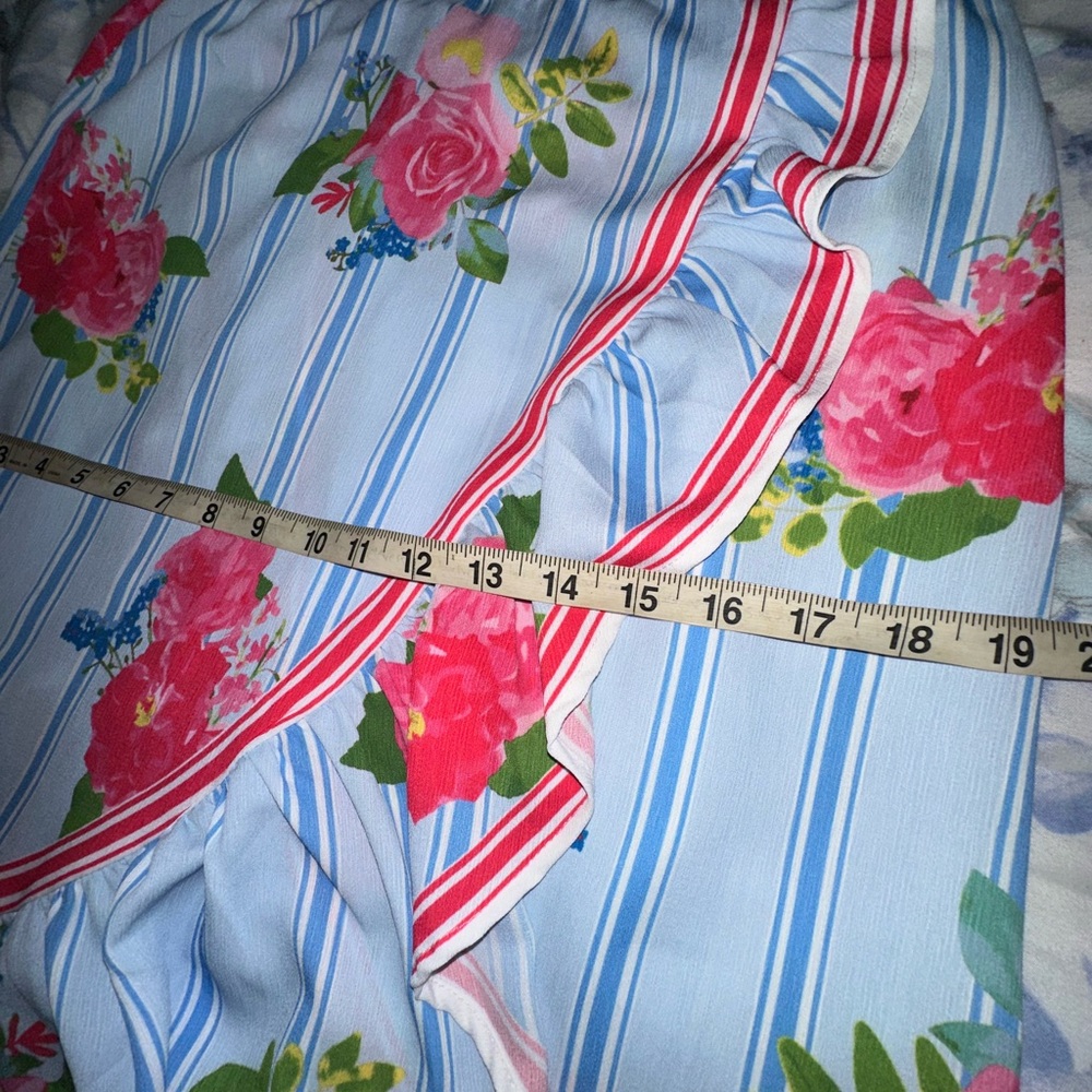 Floral Asymmetrical Skirt - Blue and Pink - Picture 2 of 7